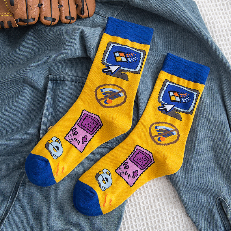 Couple Socks Cash Socks Japan Fun Cartoon Illustration Street Skateboard Men Women